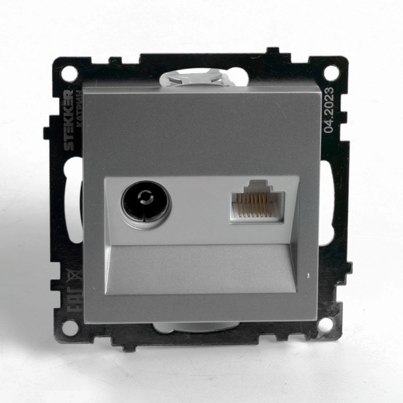 Розетка Катрин TV+комп RJ-45 GLS00-7106-03 мех.серебро