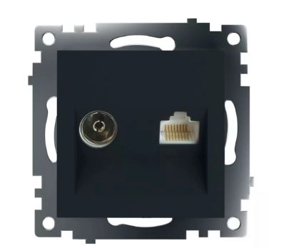 Розетка Катрин TV+комп RJ-45 GLS00-7106-05 мех.черный