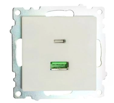 Розетка Катрин 2м USB+type C GLS10-7116-01 3А мех.белый