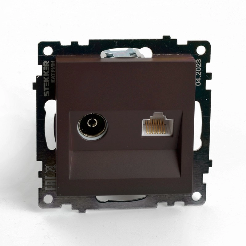 Розетка Катрин TV+комп RJ-45 GLS00-7106-04 мех.шоколад