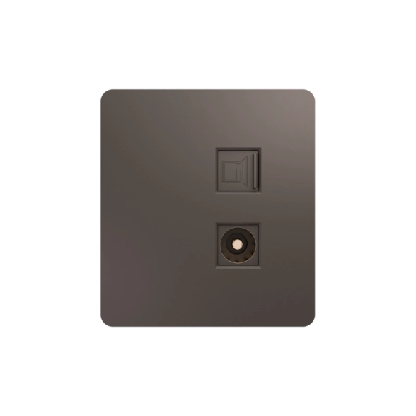 Розетка ROUND комп. RJ45 кат6+TV с/у титан KRANZ