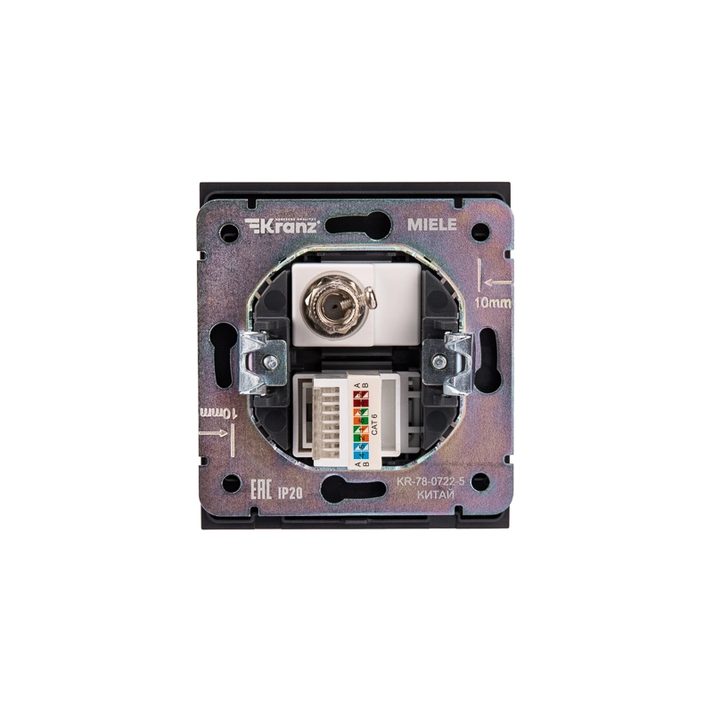 Розетка STRONG комп. RJ45 кат6+TV с/у антрацит KRANZ-image-1