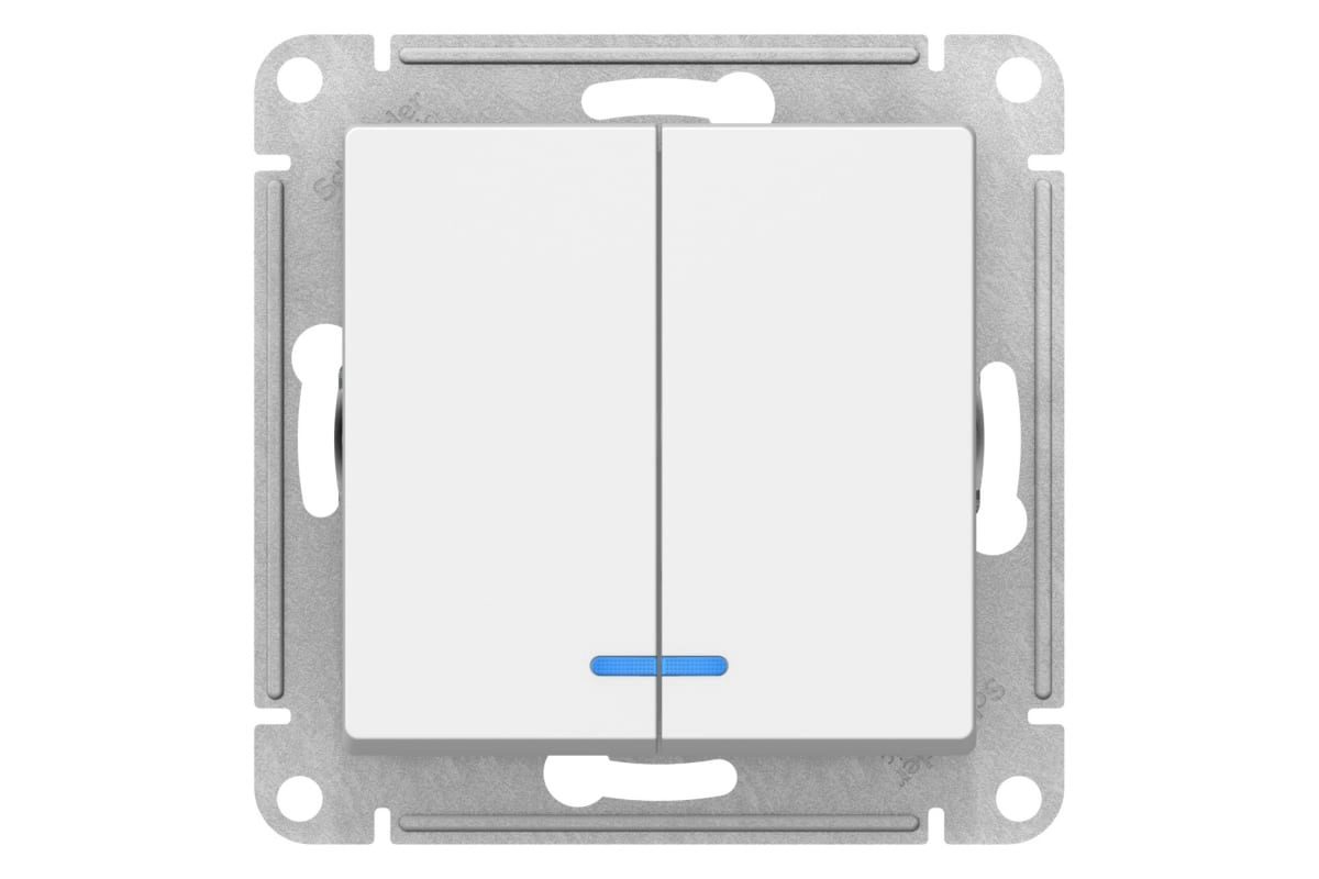 Выключатель ATLASDESIGN 2кл с подсв мех.бел ATN000153