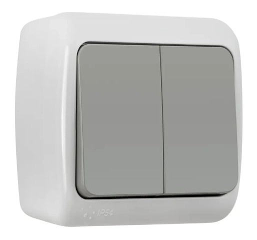 Выключтель VKL electric 2кл серый ОП 10А IP54
