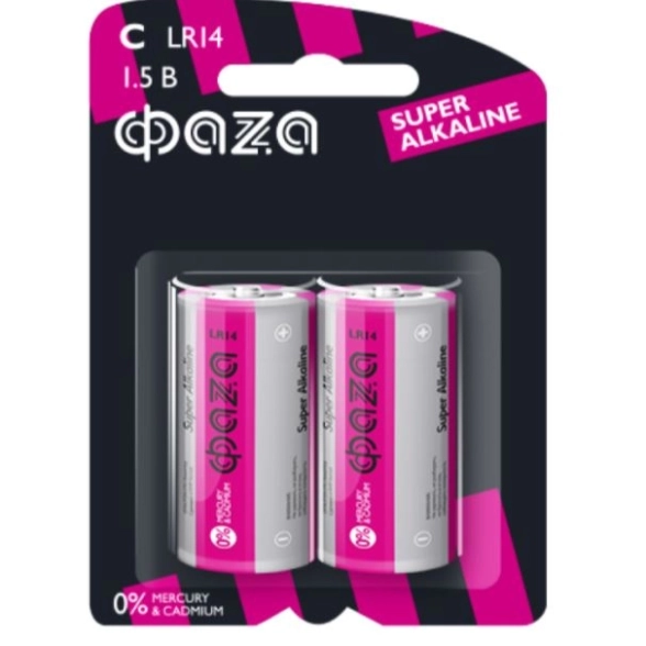 Элемент пит.Faza Super Alkaline LR14 BL-2 бл/2шт