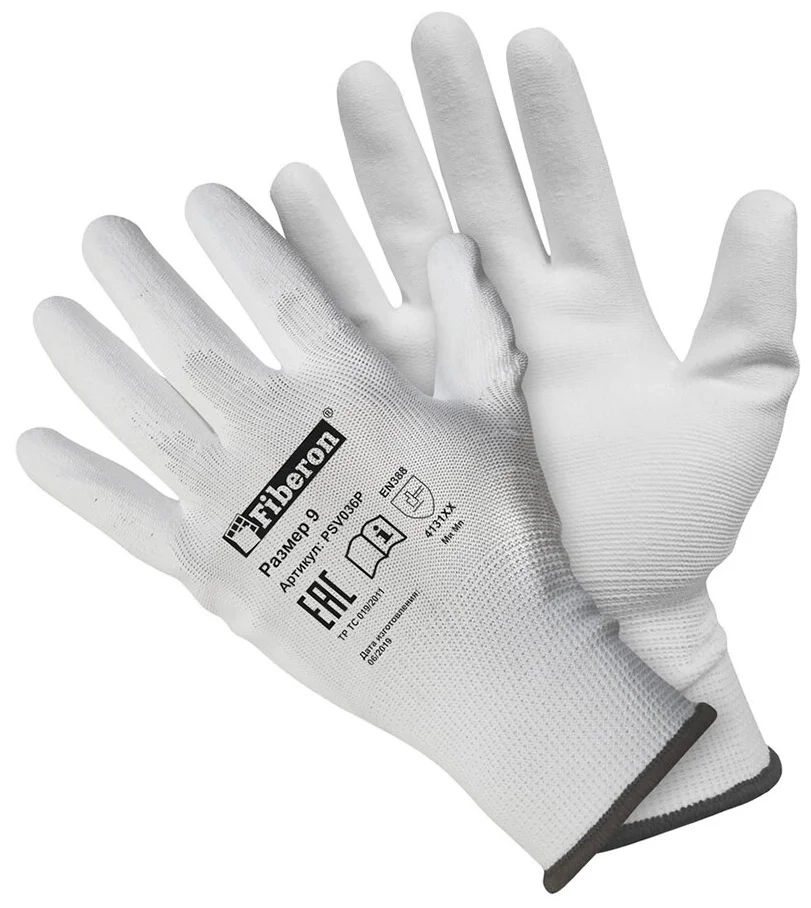 Перчатки Fiberon PR-PU042 д/точных работ п/у покрытие черные