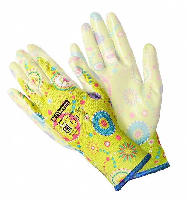 Перчатки Fiberon PR-PU055 д/садовых работ п/у покрытие микс