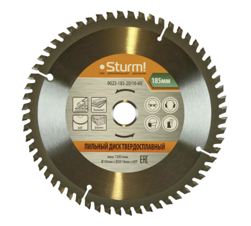 Диск пил. Sturm! 9023-185-20/16-60 185х20/16мм 60T мультирез