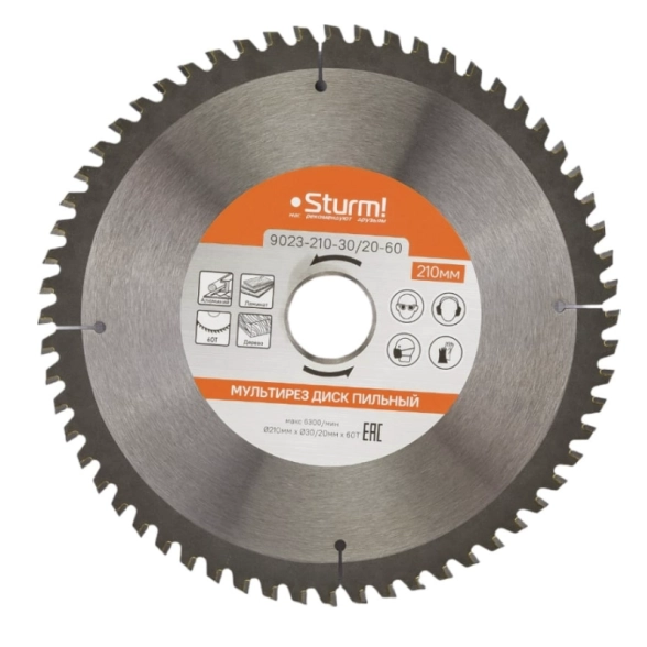 Диск пил. Sturm! 9023-210-30/20-60 210х30/20мм 60T мультирез