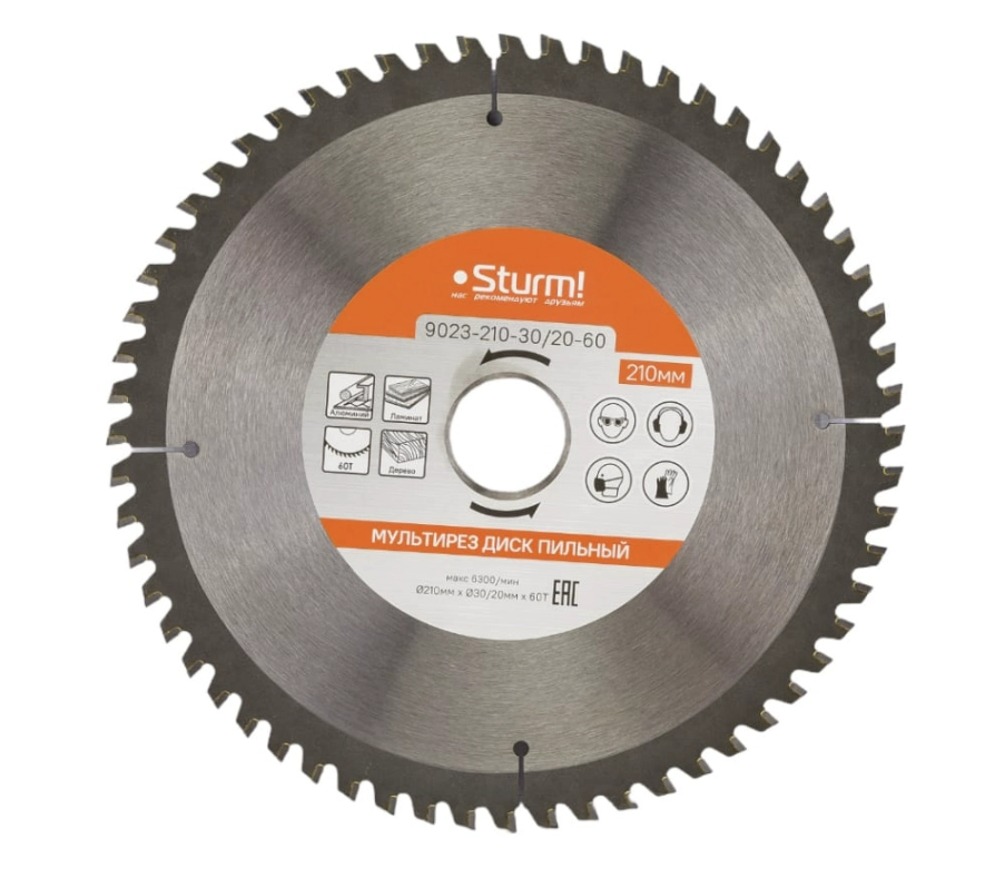 Диск пил. Sturm! 9023-210-30/20-60 210х30/20мм 60T мультирез