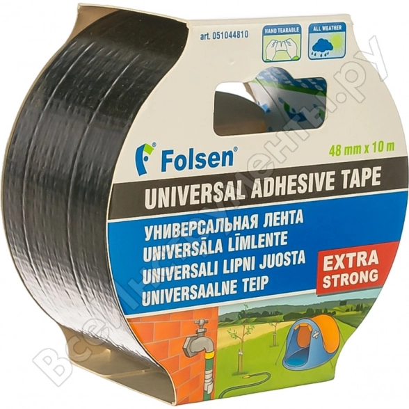 Лента Folsen 48ммх10м ткан.влагоуст.черная
