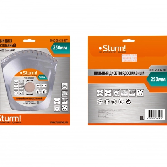 Диск пил. Sturm! 9020-250-32-60T 250х32/30ммх60Т дерево