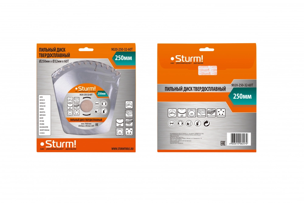 Диск пил. Sturm! 9020-250-32-60T 250х32/30ммх60Т дерево