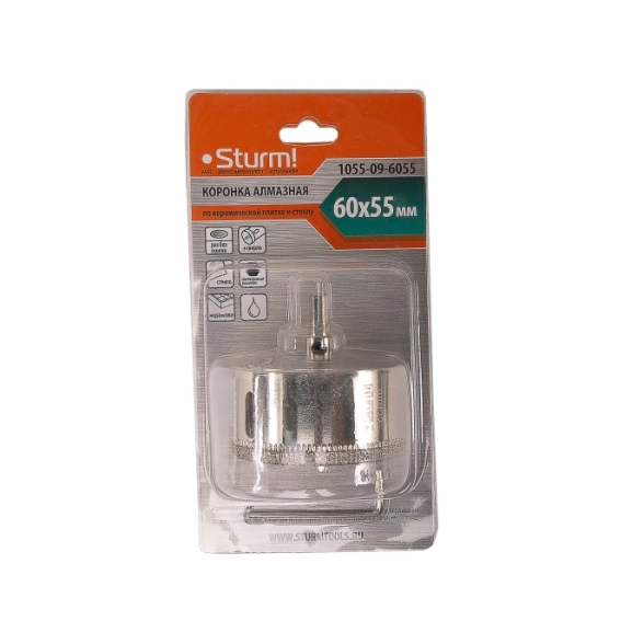 Коронка алмазная Sturm! 1055-09-6055 60х55мм керамика/стекло