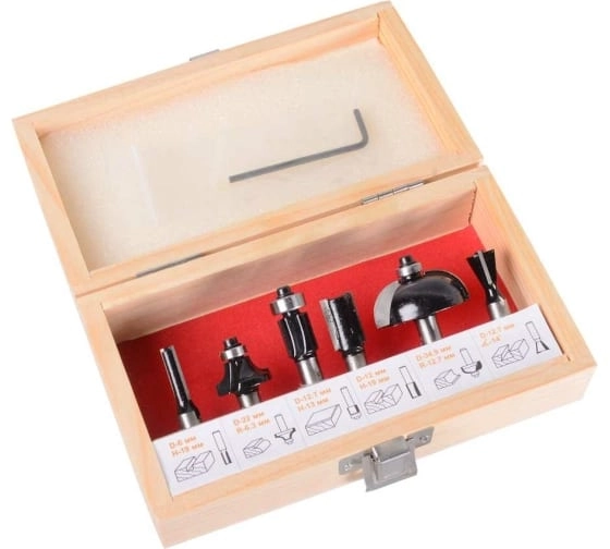 Набор фрез по дереву Вихрь 6шт.кейс