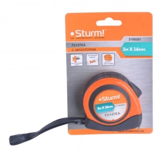 Рулетка Sturm! 3мх16мм автостоп 3100301