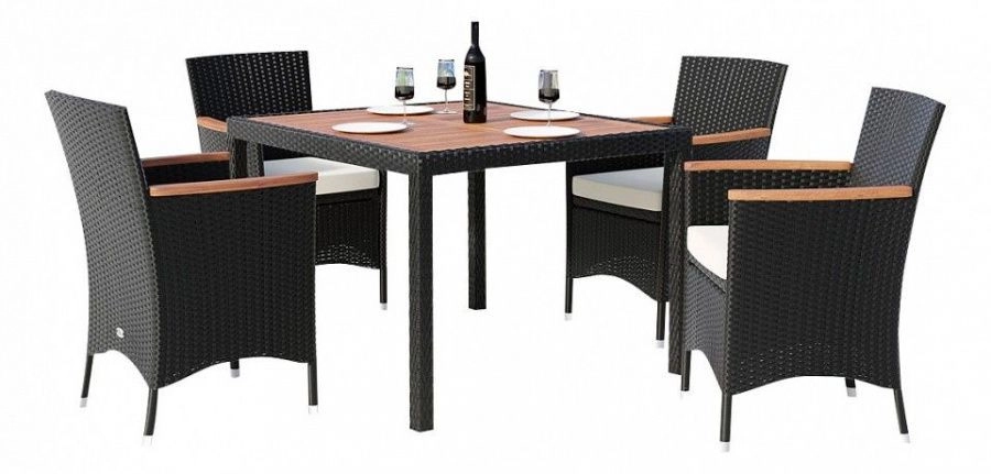 Комплект плетеной мебели AFM-440 90x90 4Pcs Black (4+1)