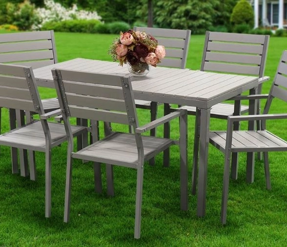 Набор мебели Green Days Эллада серая стол 140x70x70+6стульев