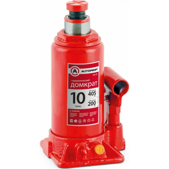 Домкрат гидравлический бутылочный AutoProfi 10т H-405мм DG10