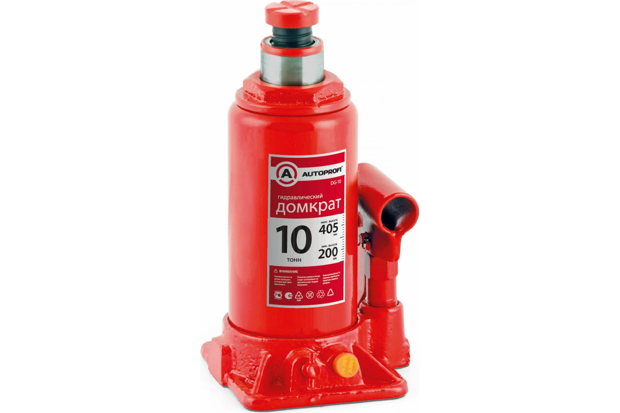 Домкрат гидравлический бутылочный AutoProfi 10т H-405мм DG10