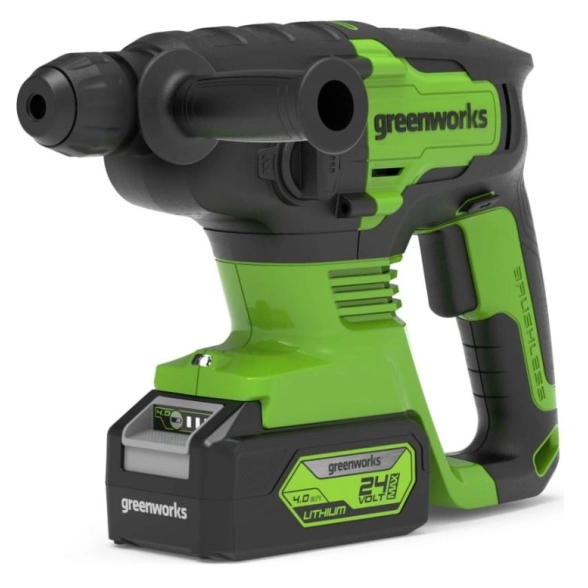 Перфоратор аккумуляторный бесщёточный GreenWorks GD24SDS2k4 24В 4Ач 2Дж SDS+ 1акк. сумка