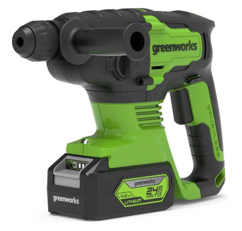Перфоратор аккумуляторный бесщёточный GreenWorks GD24SDS2k4 24В 4Ач 2Дж SDS+ 1акк. сумка