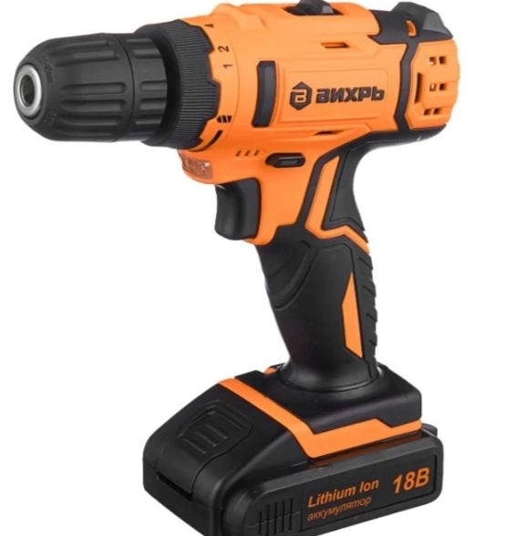Дрель акк. Вихрь ДА-18Л-2К 18В Li 2Ач 45Нм 10мм 2акк. кейс