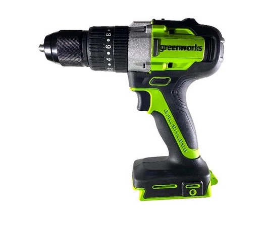 Дрель аккумуляторная бесщёточная ударная GreenWorks GD24DD60K2 24В 2Ач 60Нм 13мм 1аккумулятор