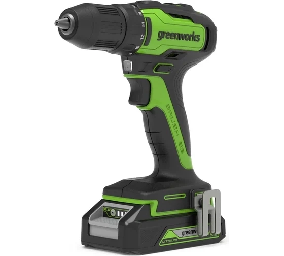 Дрель акк. бесщёт. GreenWorks GD24DD35K2 24В 2Ач 35Нм 13мм 1акк+ЗУ