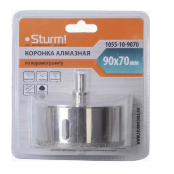 Коронка алмазная Sturm! 1055-10-9070 90х70мм керамогранит