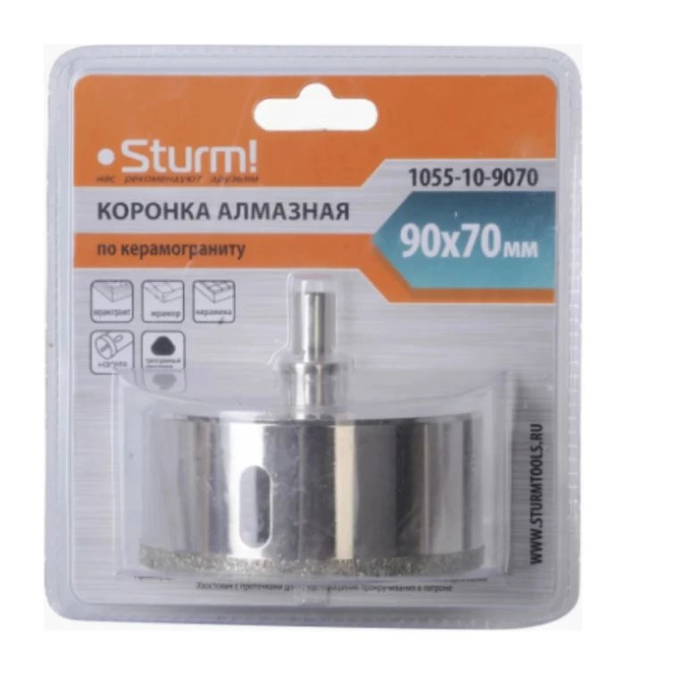 Коронка алмазная Sturm! 1055-10-9070 90х70мм керамогранит