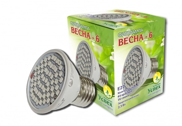 Фитолампа Весна-6W(потребление 2,5W) Е27 90LM 8932