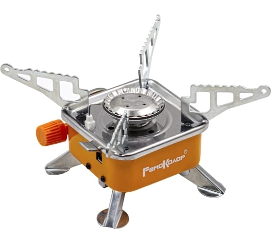 Плитка газовая РемоКолор туристическая с пьезоподжигом квадратная