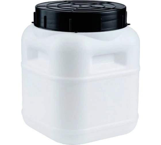 Бочка-бидон п/э квадратная с крышкой без вкладыша 10л белый