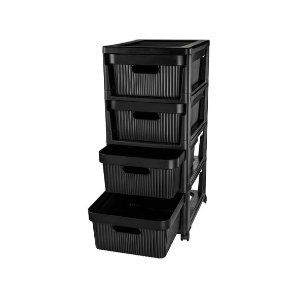 Комод 4 секц. Velvet на колесах 300*385*690 черный