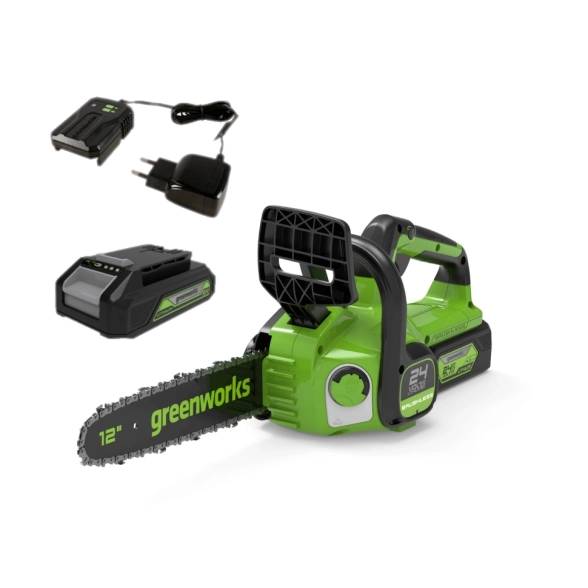 Аккумуляторная цепная пила GreenWorks GD24CS30K4 бесщёточная 24В 12