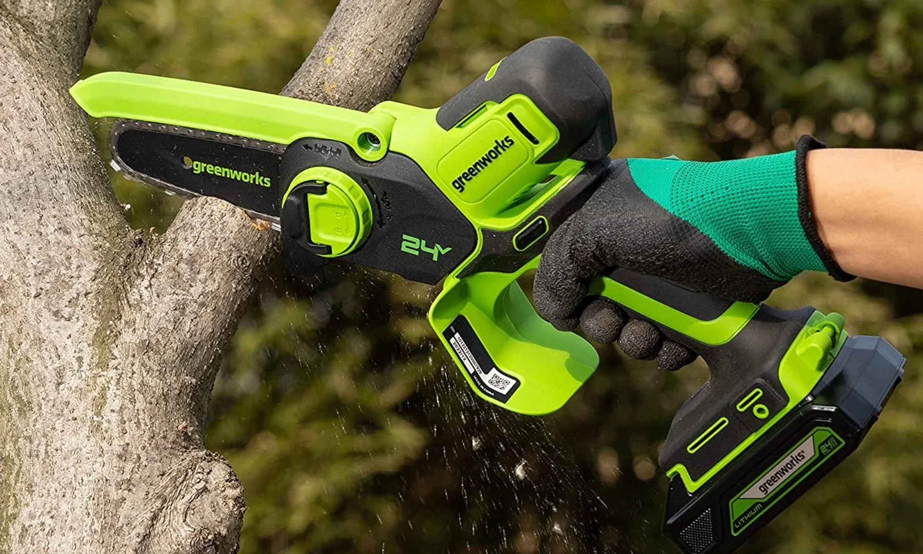 СО Пила цепная-мини акк. Greenworks G24MCS10 24В 4" 1/4"-1,1мм-image-0
