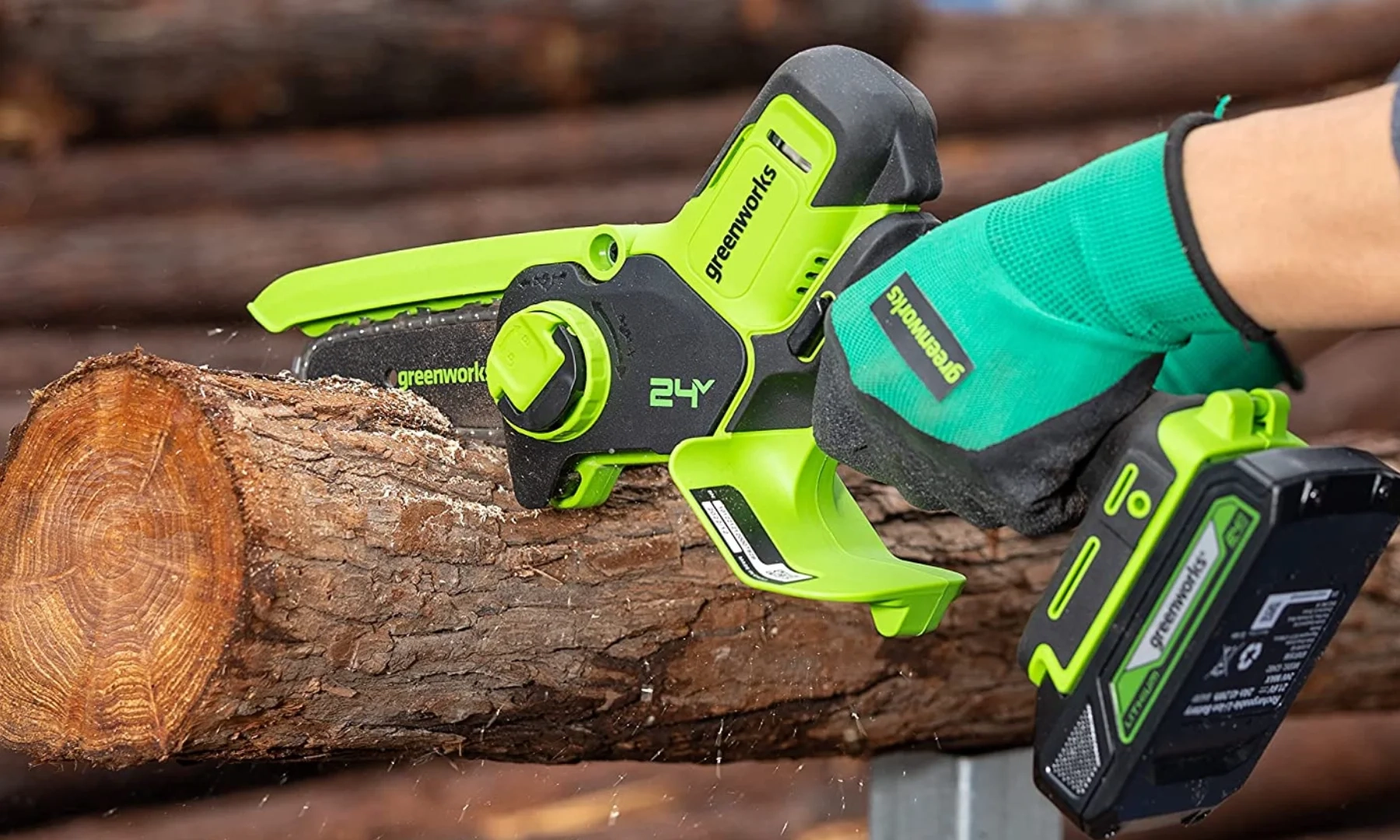 СО Пила цепная-мини акк. Greenworks G24MCS10 24В 4" 1/4"-1,1мм-image-1