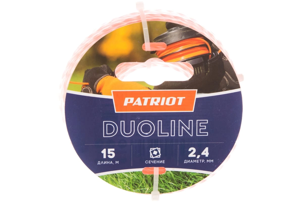 Леска Patriot Duoline 2,4ммх15м скрученный квадрат