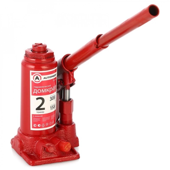 Домкрат гидравлический бутылочный AutoProfi 2т H-308мм DG02