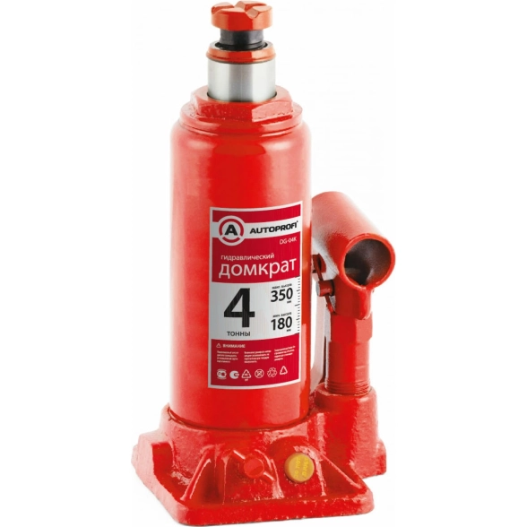 Домкрат гидравлический бутылочный AutoProfi 4т H-350мм DG04