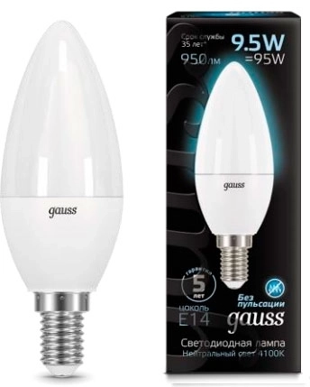 Лампа Gauss LED Candle 9.5W E14 4100K