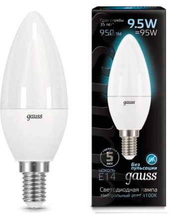 Лампа Gauss LED Candle 9.5W E14 4100K