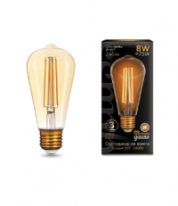 Лампа Gauss LED Filament ST64 E27 8W Golden 2400K