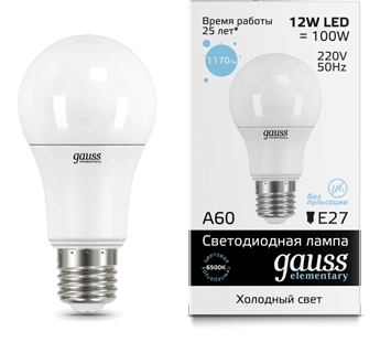 Лампа Gauss LED Elementary A60 12W E27 6500K-image-1