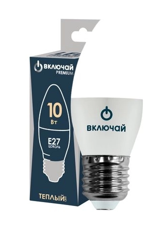 Лампа LED PREMIUM C37-10W-E27-N свеча 3000K Включай-image-1
