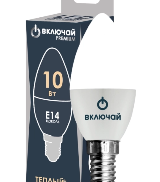 Лампа LED PREMIUM C37-10W-E14-N свеча 3000K Включай-image-1
