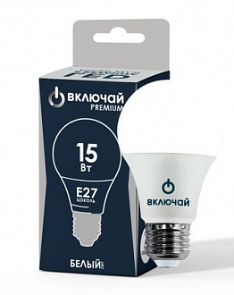 Лампа LED PREMIUM A60-15W-E27-W 4000K ЛОН Включай-image-1