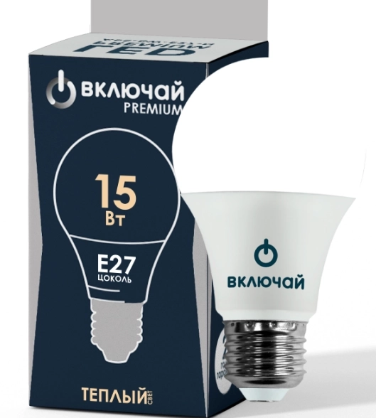 Лампа LED PREMIUM A60-15W-E27-N 3000K ЛОН Включай-image-1