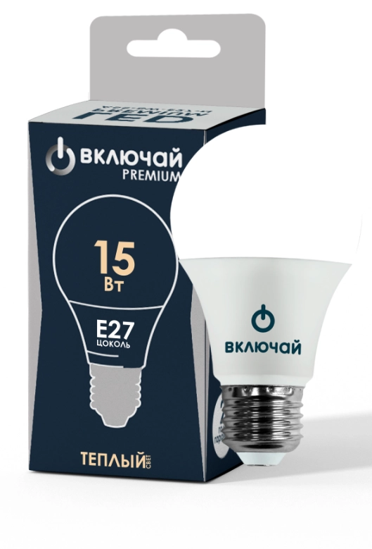 Лампа LED PREMIUM A60-15W-E27-N 3000K ЛОН Включай-image-1